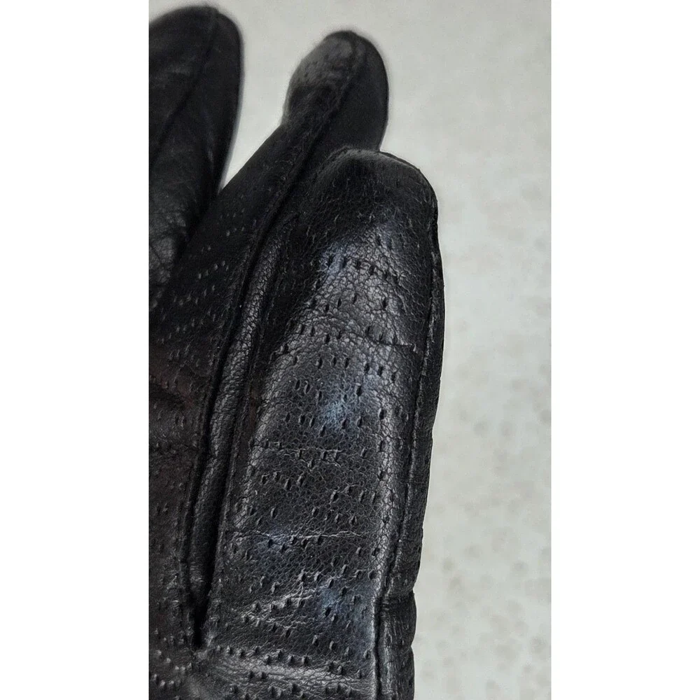 Vintage Fownes Black Leather Wrist Length Driving Gloves Women's Size 7 1/2